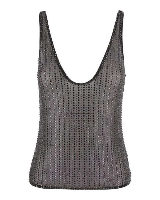 VENUJA Gray Crystal Top Is A Top With Tech Fabric And