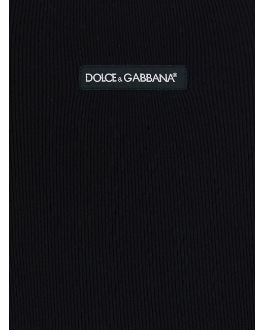 Dolce & Gabbana Black Sleeveless Top With Round Neck And Logo Patch On for men