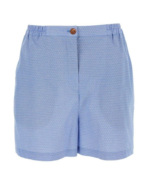 ..,merci Blue Shorts With Elasticated Waist And All-Over Print