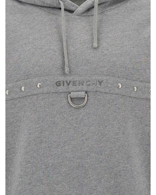 Felpa Con Cappuccio Con Logo E Borchie di Givenchy in Gray da Uomo