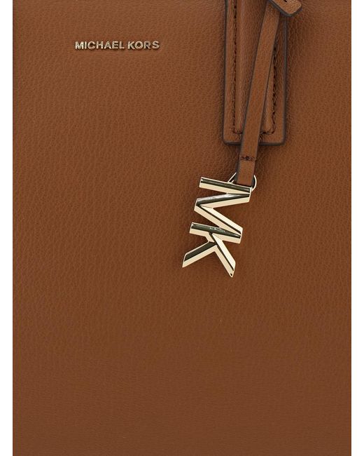 MICHAEL Michael Kors Brown 'Laila Medium' Handbag With Metallic Pendan