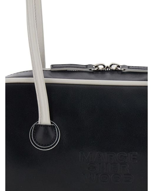 MARGE SHERWOOD White 'Baguette' Shoulder Bag With Logo Lettering On The