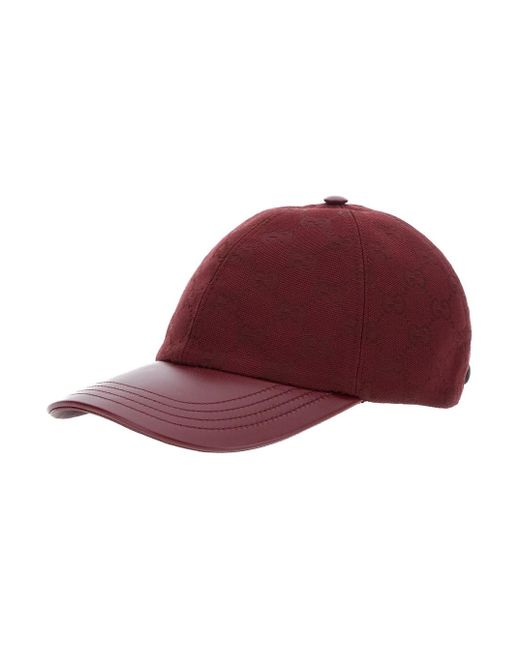 Gucci Red Bordeaux Baseball Cap With Gg Buckle Closure On The Rear