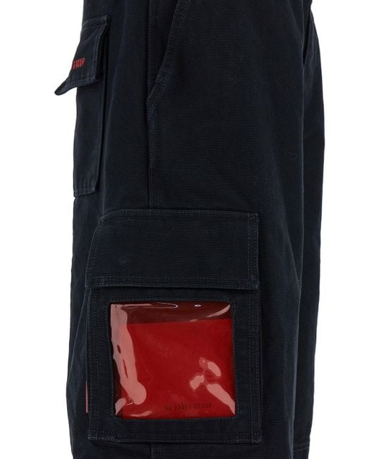 44 Label Group Blue Cargo Bermuda Shorts With Logo Embroidery for men
