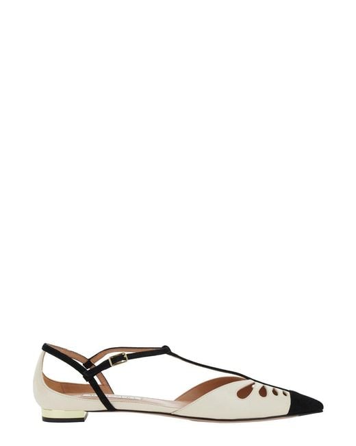 Aquazzura Natural Ballet Shoes With Cut-Out Detail