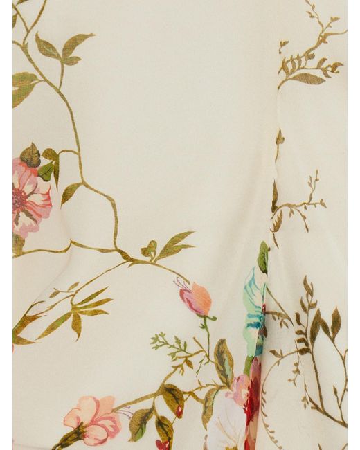 Semicouture White Top With V Neck And All-Over Floral Print