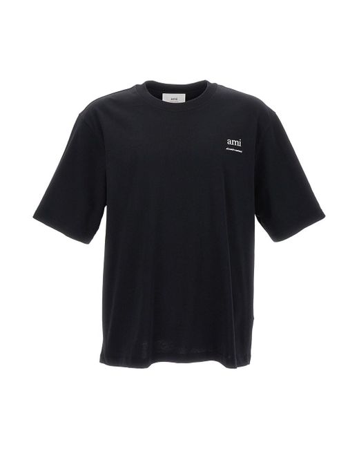 AMI Black Short Sleeve Crew Neck T-shirt In Cotton Man for men