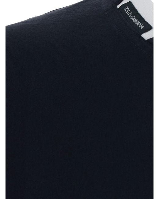 Dolce & Gabbana Black Dolce & Gabbana Crew Neck T-Shirt With Logo Patch On The Neck for men