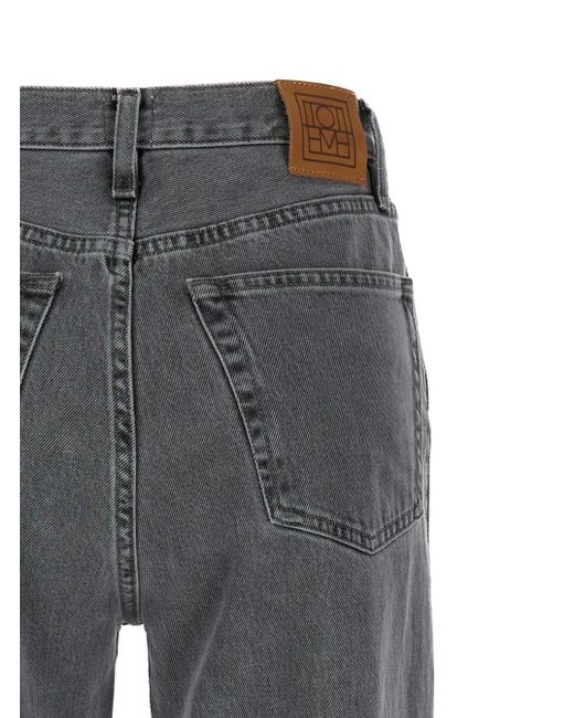 Jeans Dritti A Vita Alta Grigi di Totême  in Gray