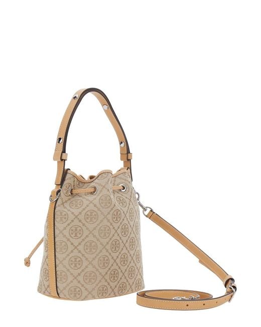 Tory Burch Natural Handbag T Monogram Mini Bucket