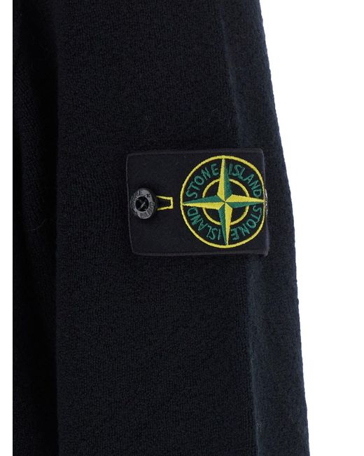Stone Island Blue Boucley Sweater With Crew Neck And Long Sleeves for men