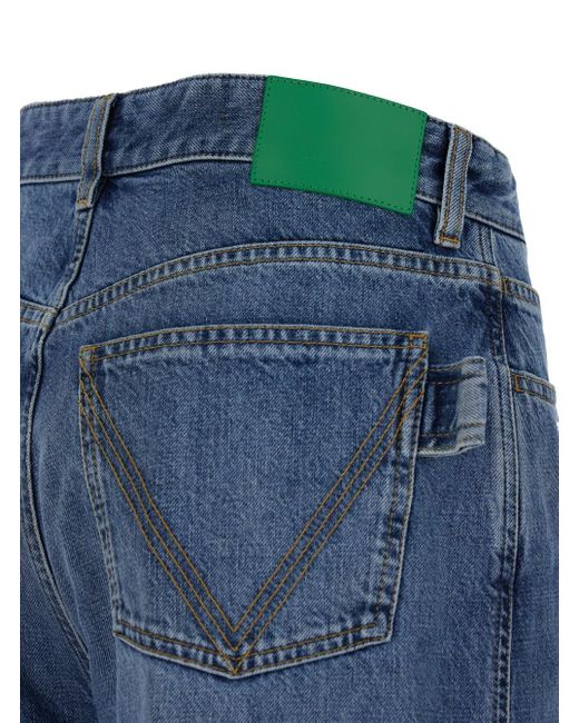 Bottega Veneta Blue Palazzo Pants With Logo Patch