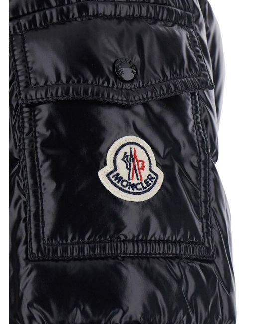 Moncler Black 'Barante' Down Jacket With Hood And Applied Pocket On Th