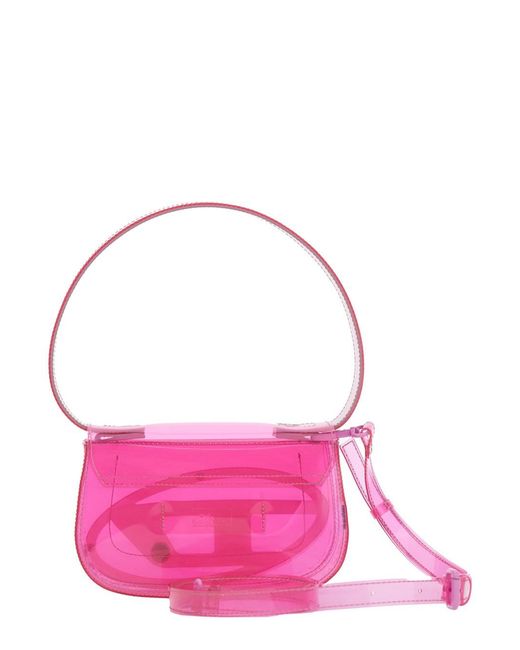 DIESEL Pink '1Dr' Shoulder Bag With Oval D Patch And Semi-Transparent