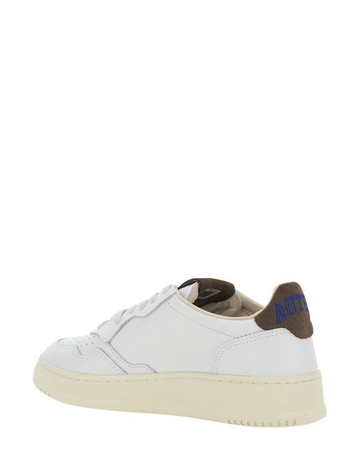 Autry White 'Medalist' Low Top Sneaker With Logo Patch On Tongue And S