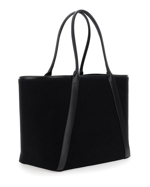 Saint Laurent Black 'Rive Gauche' Tote Bag With Embroidered Cassandre for men