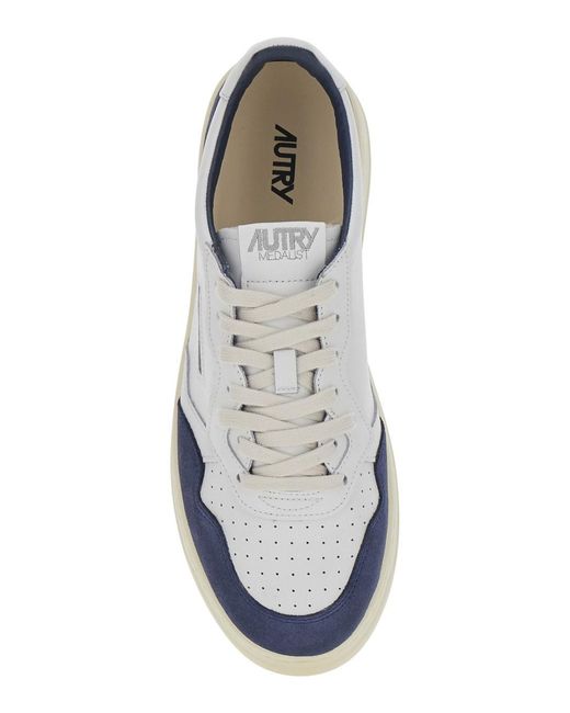 Autry White 'Medalist' Low Top Sneaker With Logo Patch On Side And Tong for men