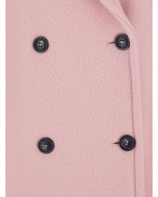 Sportmax Pink Coat With Double-Breasted Fastening