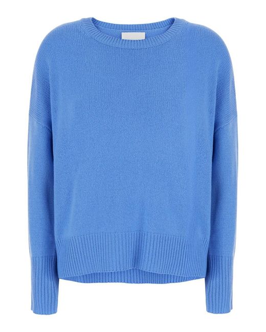 Lisa Yang Blue Mila Sweater With Round Neck And Long Sleeves