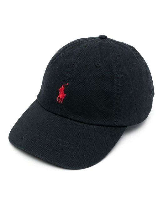 Polo Ralph Lauren Blue Black Baseball Cap With Logo Embroidery In Cotton for men