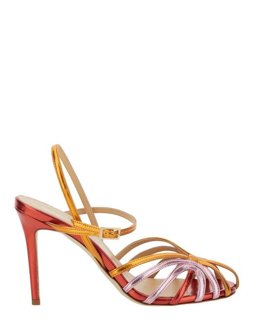 Semicouture Pink Tricolor Mirrored Sandal With Front Cage