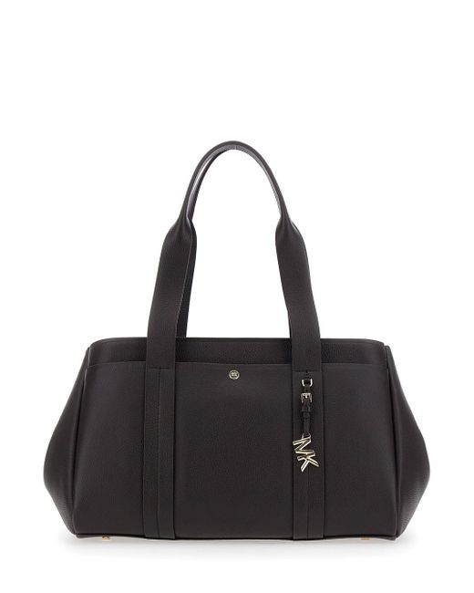 Borsa A Spalla Con Placca Logo Metallica di MICHAEL Michael Kors in Black