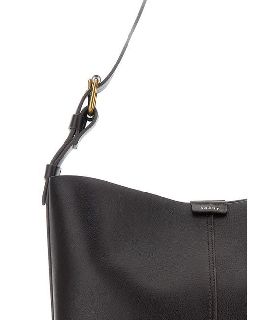 Soeur Black 'Saudade' Shoulder Bag With Adjustable Strap And Logo Patc