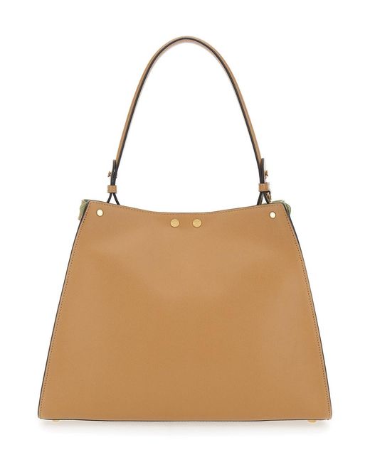 Fendi Natural Way Tote Bag With Removable Handle And Turn Lock