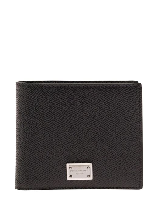 Portafoglio Bi-Fold Con Placca Con Logo Sul Fronte In di Dolce & Gabbana in Black da Uomo