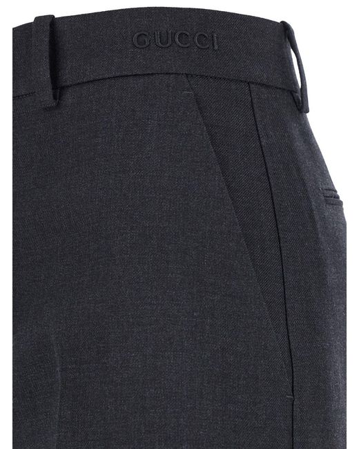 Gucci Blue Pants With Logo Lettering Detail On The Waist