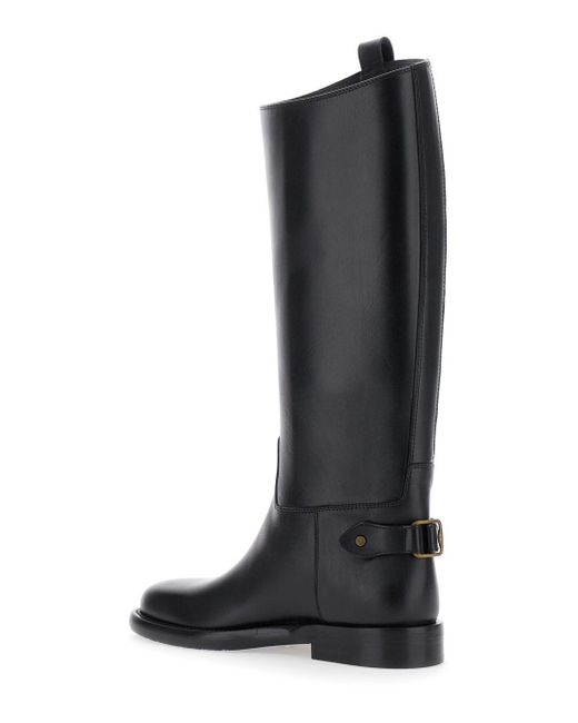 Burberry Black Boots With Side Logo Plaque