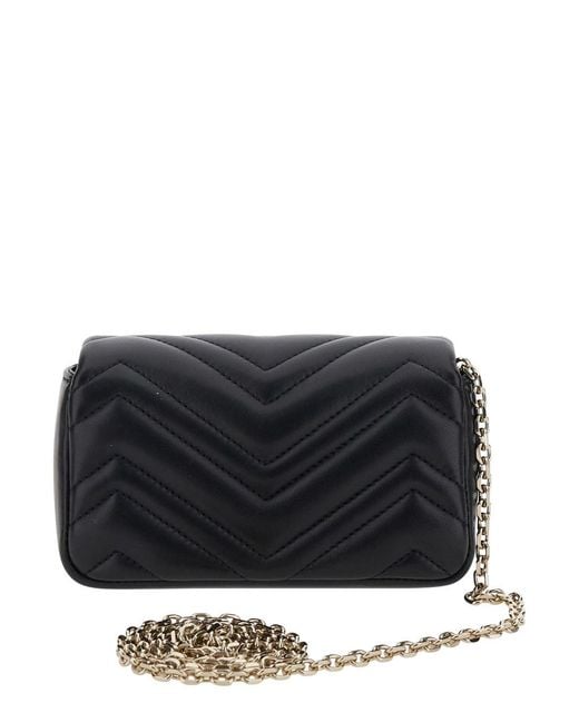 Gucci Black 'Ophidia' Mini Bag With Chain Strap And Gg Plate On Front