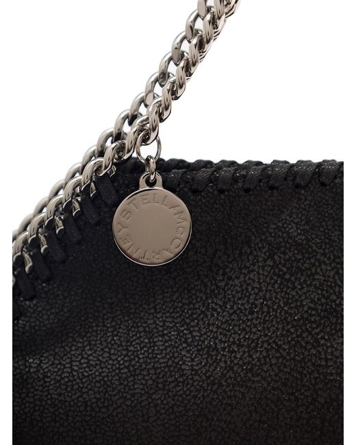 Stella McCartney Black '3Chain' Mini Tote Bag With Logo Engraved On Charm