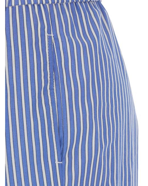 Le Plain Blue Pants With Wide Leg And All-Over Stripes