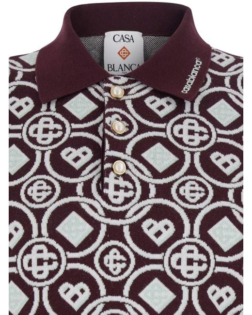 Polo Con Colletto Classico E Monogram All-Over di Casablanca in Multicolor da Uomo