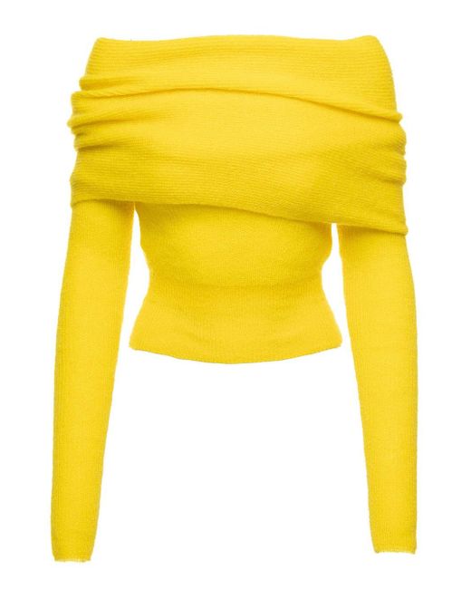 Philosophy Di Lorenzo Serafini Yellow Layered Off-the-shoulder Jumper Woman Philosophy By Lorenzo Serafini