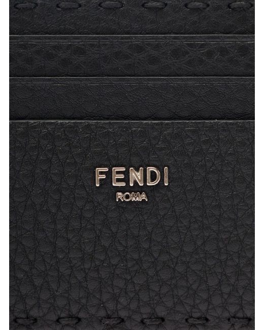 Fendi Black Card-Holder With Lettering for men