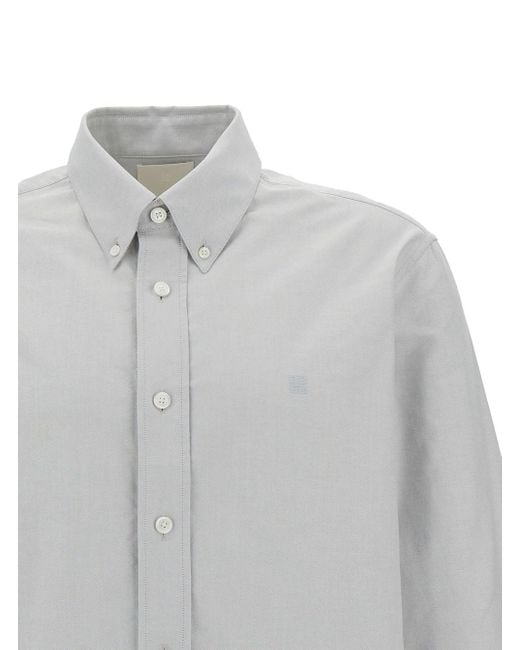 Givenchy Gray Button-Down Shirt With 4G Embroidery for men