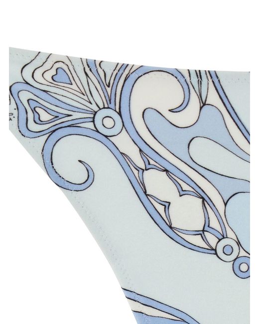 Emilio Pucci Blue Bikini Bottom With Adjustable Tie Closure And All-Ove
