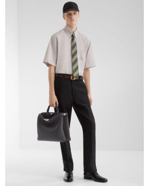 Camicia Con Colletto Button-Down E Ricamo Logo Sul Fronte di Fendi in White da Uomo