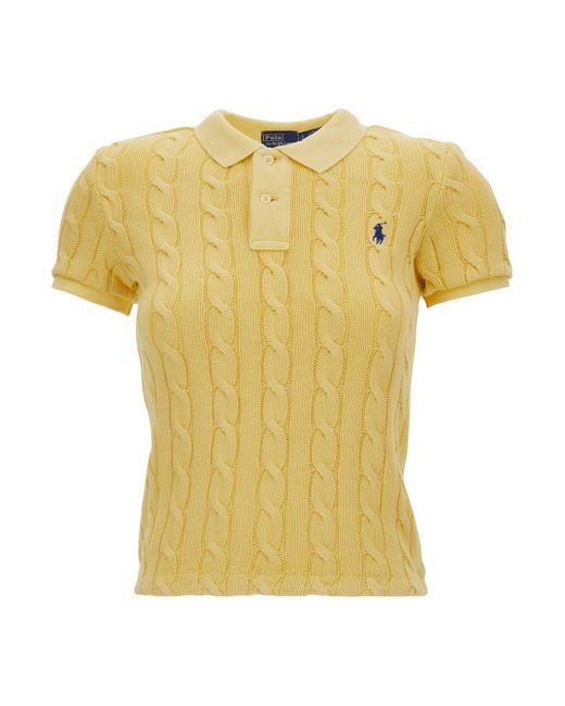 Polo Mezze Maniche Con Logo Frontale di Polo Ralph Lauren in Yellow