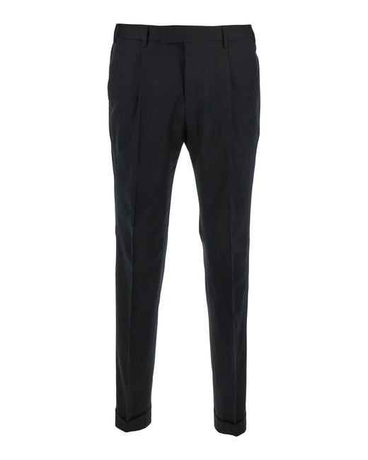 PT Torino Blue Slim Pants With Concealed Closure for men