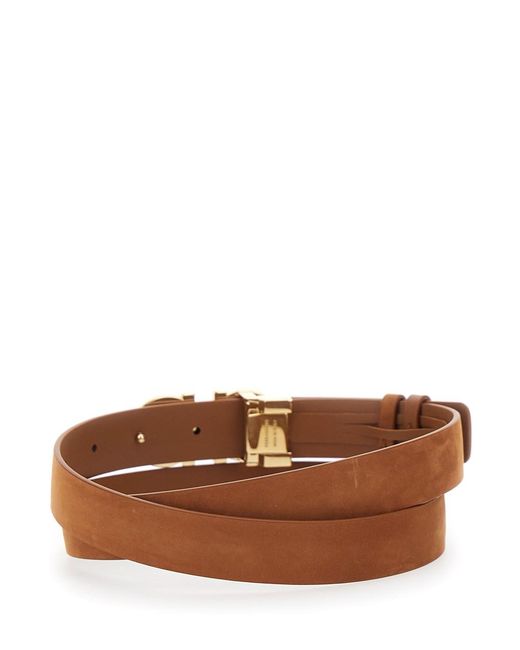 Ferragamo Brown Belt With Gancini Buckle