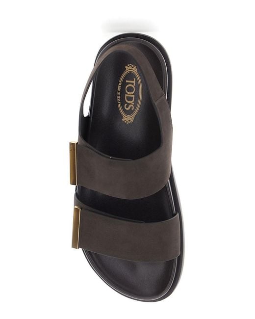 Tod's White Sandals With Banded Design And Metallic Details Logo