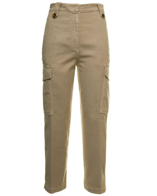 Pantaloni cargo zoe in cotone e lino donnaPT01 in Cotone di colore Neutro |  Lyst