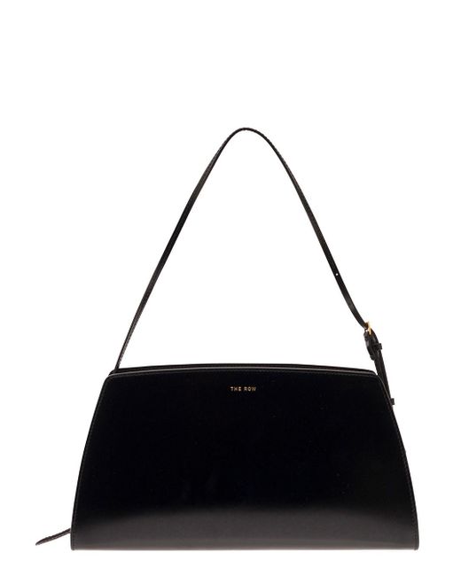 The Row Black 'dalia Baguette' Shoulder Bag With Embossed Logo In Smooth Leather