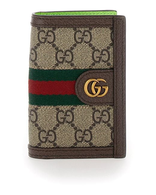 Gucci Gray 'Ophidia Gg' And Ebony Card-Holder With Web Detail for men