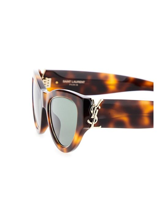 Saint Laurent Brown Sunglasses With Thick Frame And Tortoiseshell Print