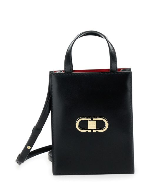 Ferragamo Black Crossbody Bag With Logo Gancini