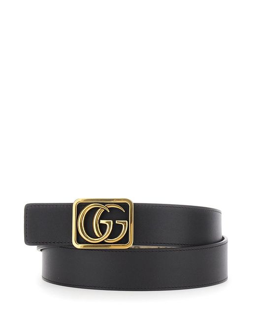 Gucci Gray 'Gg Marmont' Reversible Belt With Gg Buckle Closure for men